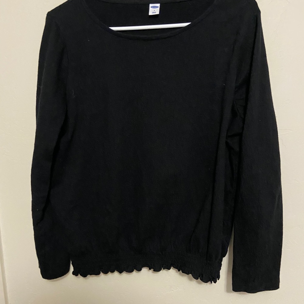Black Synched Long Sleeve Blouse